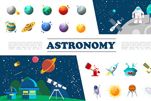 Flat Universe Elements Colorful Set