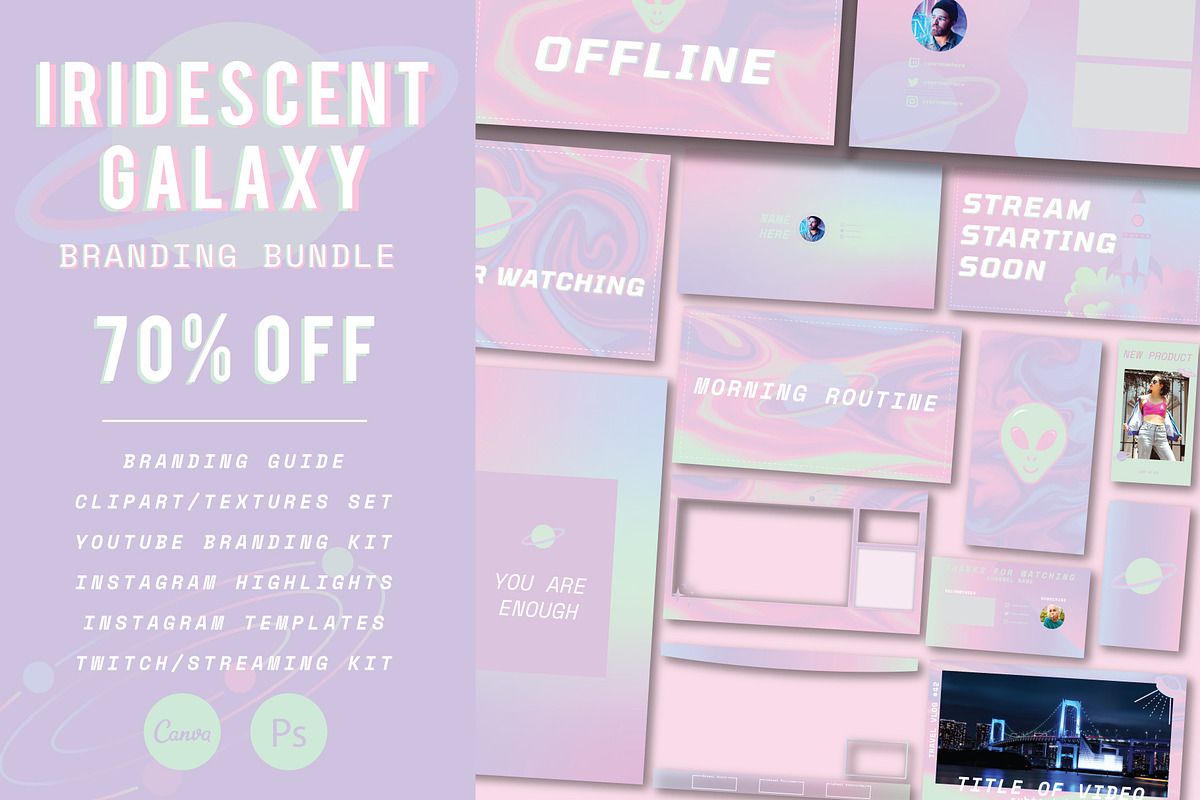 Branding Bundle: Iridescent Galaxy, an Object Graphic by Liseno Designs (Photo 1 of 3)