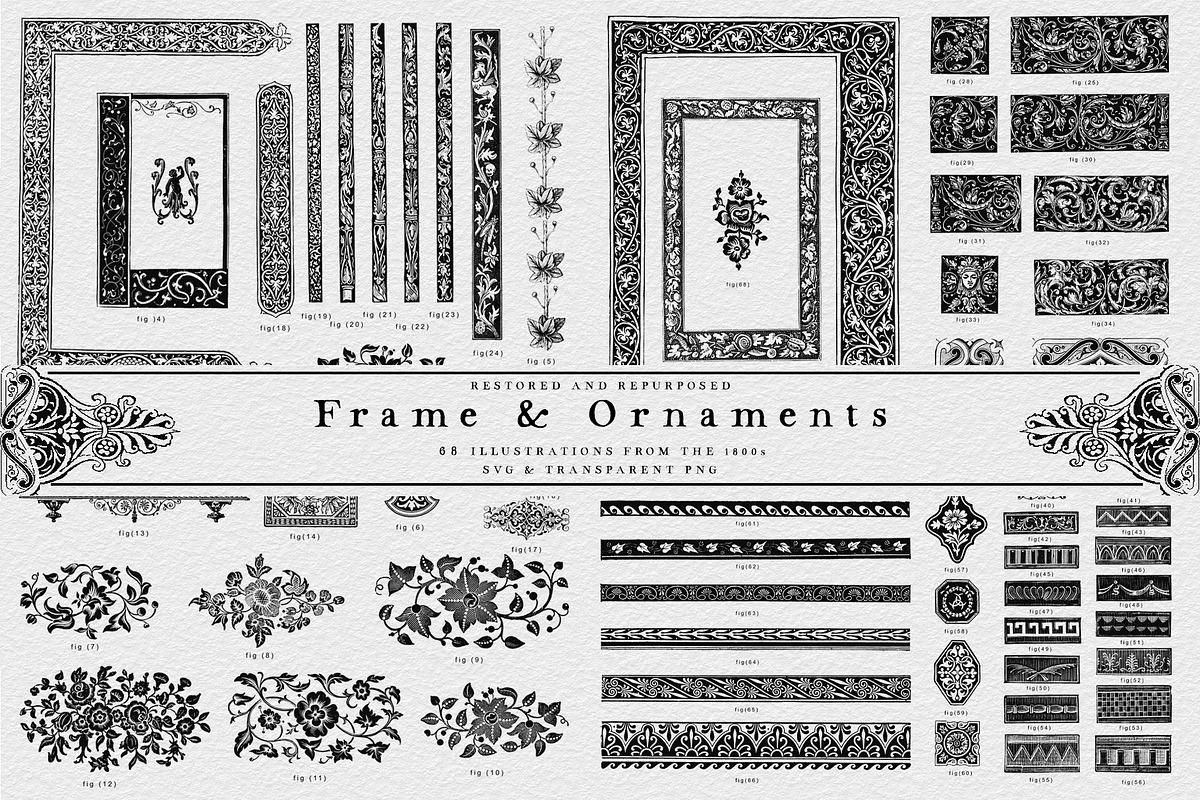 Vintage Frames & Ornaments Designs, a Decorative Illustration by Century Library (Photo 1 of 7)