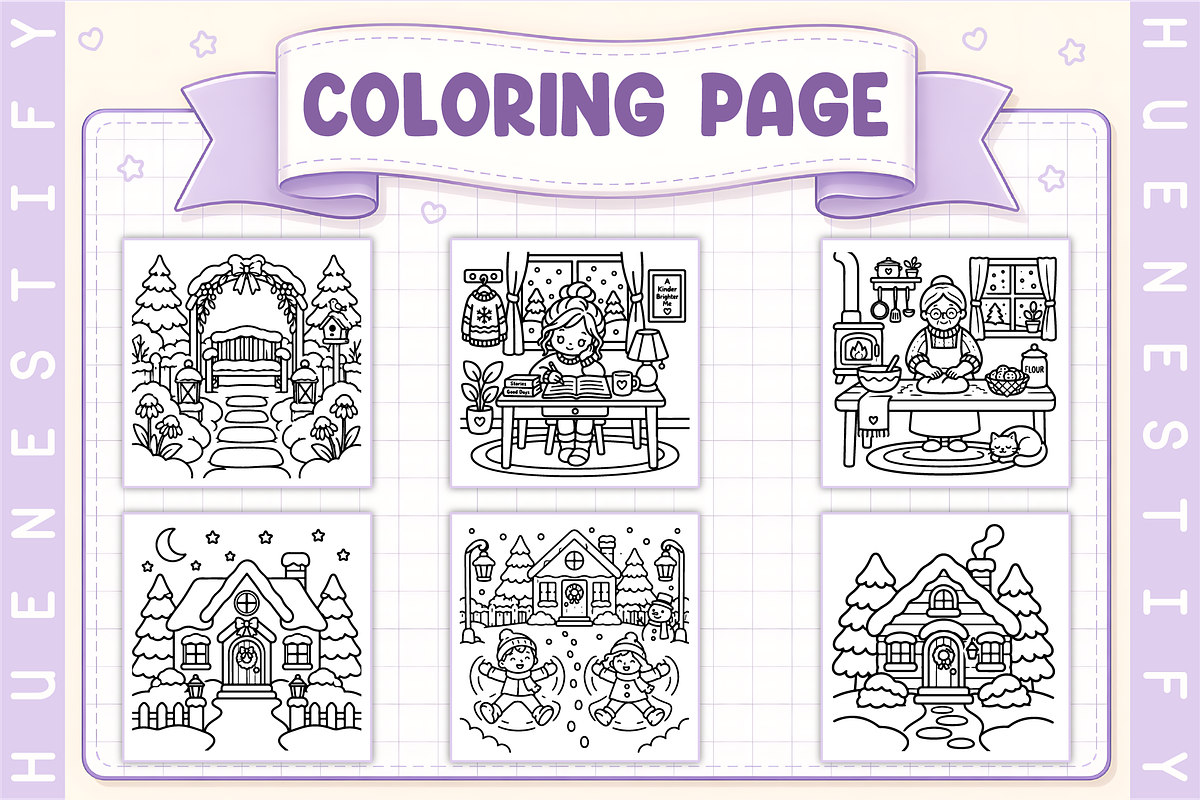 Cozy Winter Memories Coloring Book, a Seasonal Illustration by HueNestify (Photo 3 of 4)