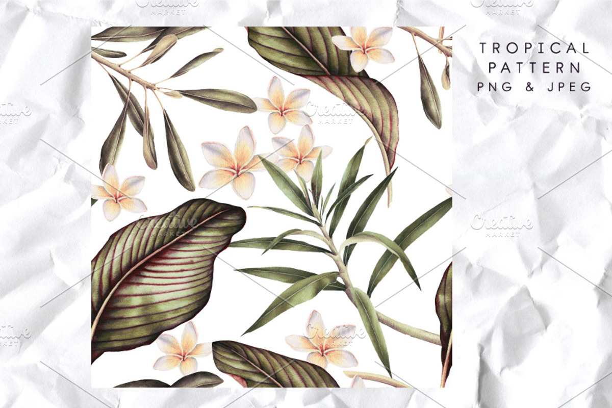 3 Tropical patterns & Floral set, a Pattern Graphic by ollalya (Photo 4 of 5)