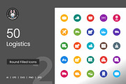 50 Logistics Flat Round Icons, an Icon by IconBunny (Thumbnail 1 of 2)