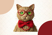 Yarn Crochet Cat Valentine's Day PNG, an Illustration by DreamCafeArt (Thumbnail 1 of 8)