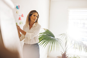 Businesswoman brainstorming with her team, a Person Photo by Jacob Lund