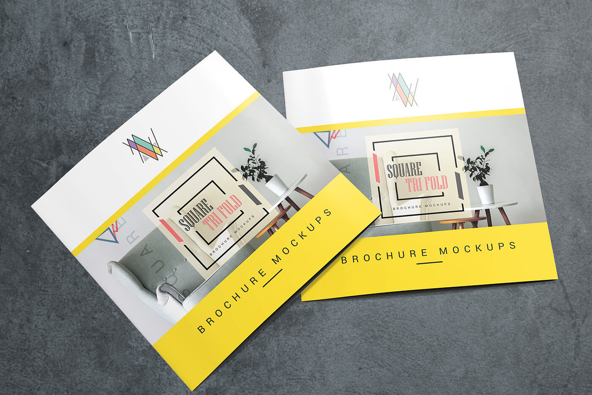 Square Trifold Brochure Mockups, a Mockup by Vectogravic Design