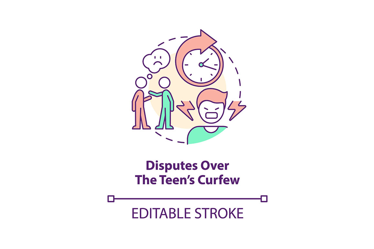 Disputes over teen curfew concept, an Outline Icon by IMG Visuals