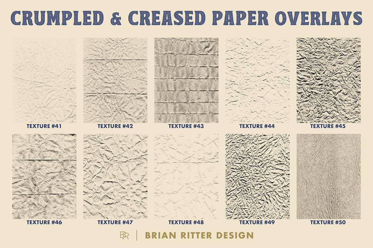Crumpled & Creased Paper Overlays, a Texture Graphic by Brian Ritter Design (Photo 11 of 12)