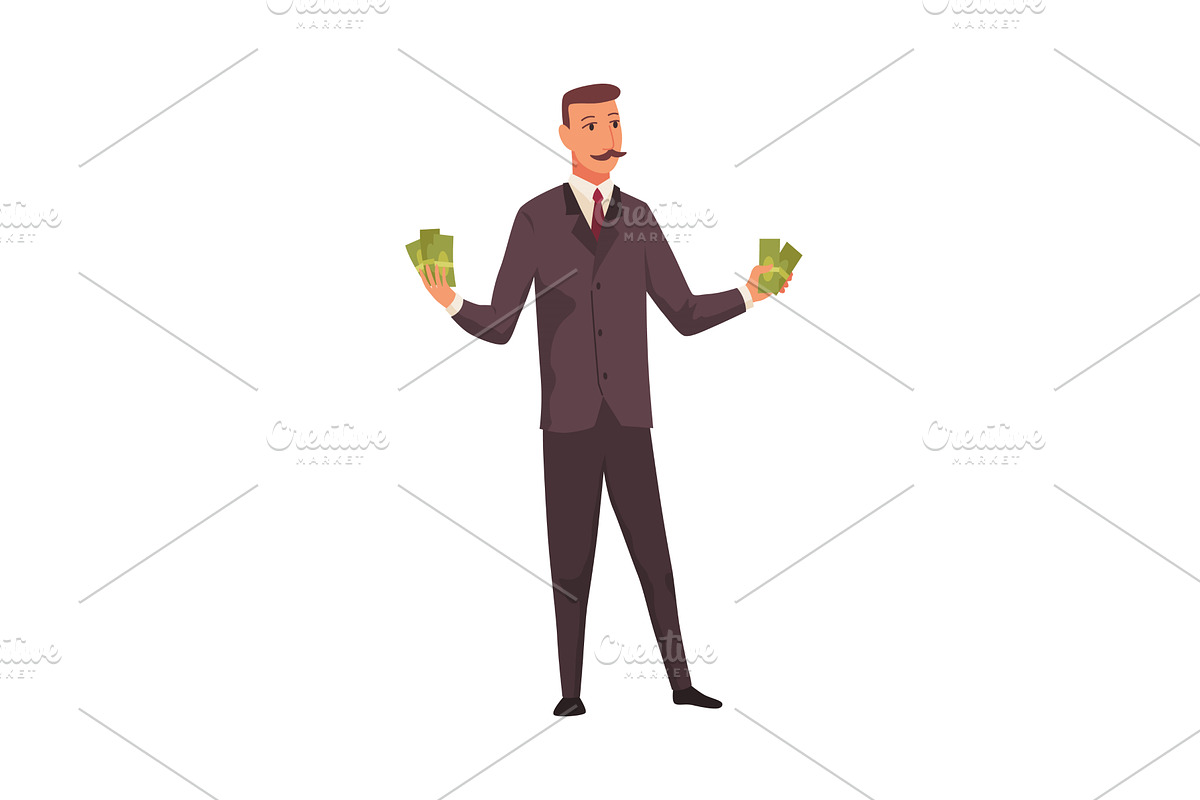 Rich man flat cartoon comic, a Person Illustration by Things for designers