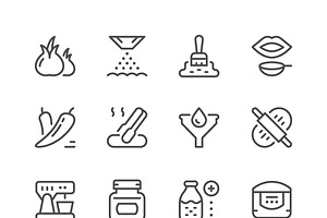 Cooking related set line icons, an Outline Icon by motorama