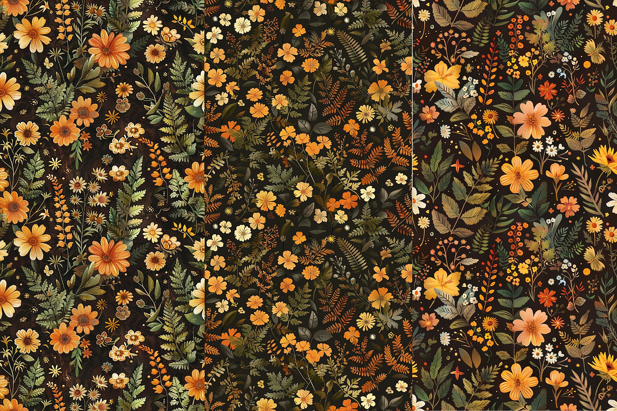 8 Autumn Woodland Ferns Patterns, a Pattern Graphic by Inknfolly (Photo 2 of 6)