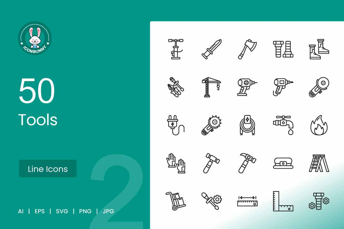 50 Tools line Icons, an Icon by IconBunny (Photo 1 of 2)