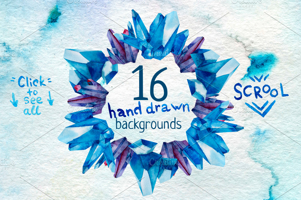 Watercolor crystals set, a Decorative Illustration by Vasilevska (Photo 4 of 4)