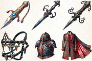 Watercolor Ataman Gothic Clipart, an Illustration by DreamCafeArt (Thumbnail 4 of 5)
