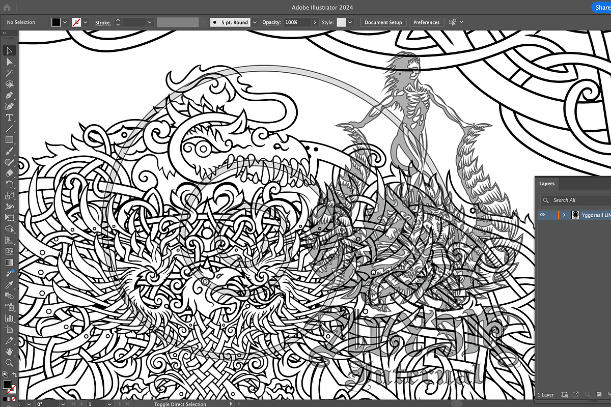 Viking Yggdrasil Coloring Page, a Decorative Illustration by Abysm Internal (Photo 3 of 4)