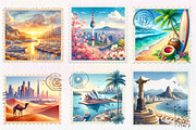 Summer Cites Postage Stamps Clipart, an Illustration by CreationArt (Thumbnail 5 of 5)