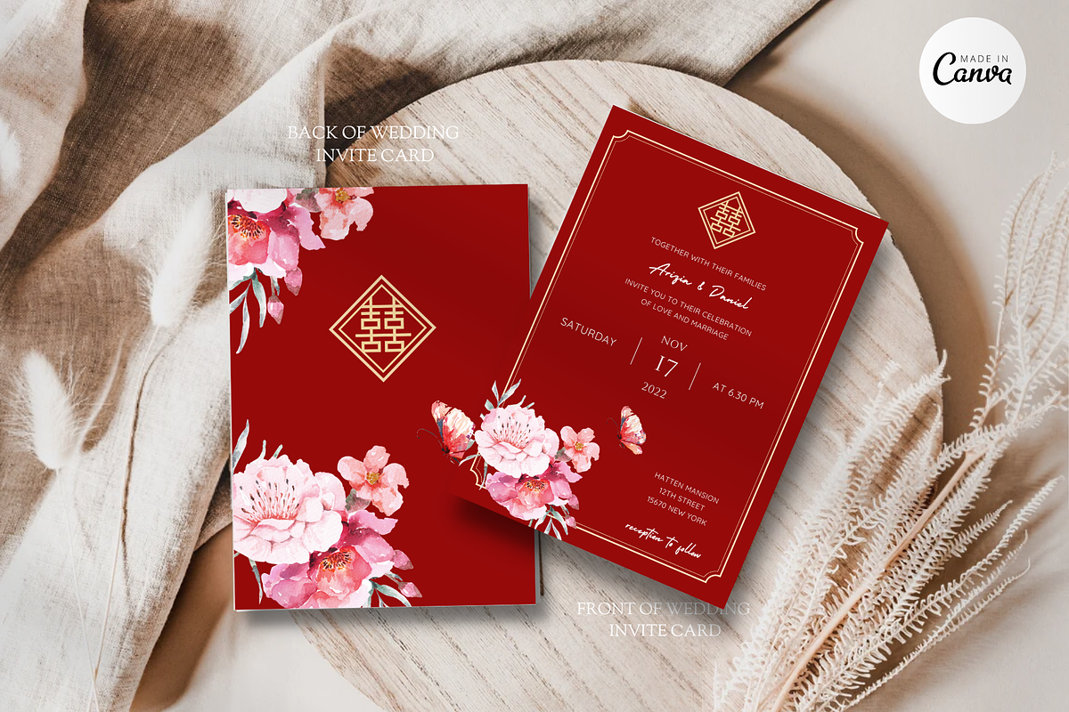 Asian Floral Wedding Invite - B1, an Invitation Template by YeeqsWedding (Photo 4 of 8)