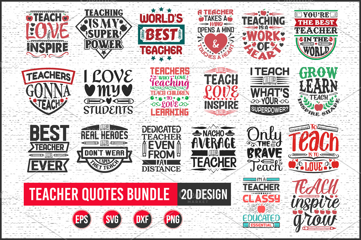 Teacher typographic quotes design., a Graphic by Uniquesvg99 (Photo 1 of 21)