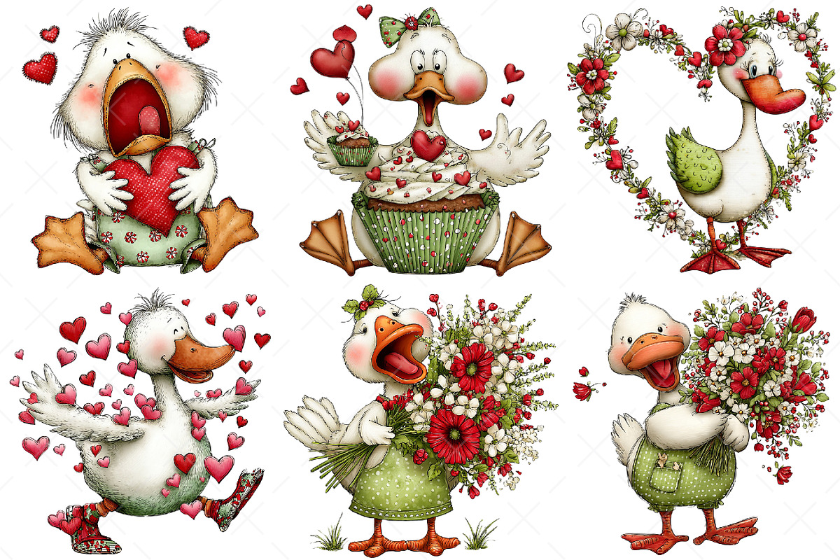 Funny Panic Goose Valentine Clipart, an Illustration by Craft Nest (Photo 10 of 10)
