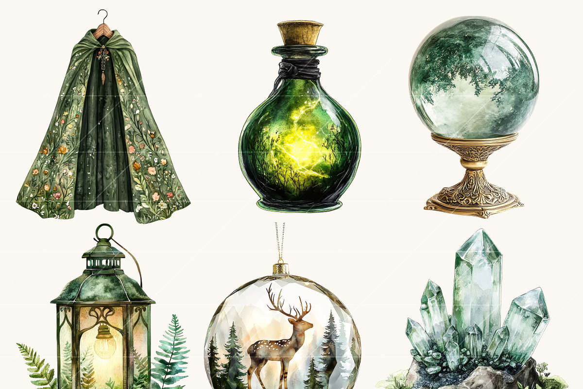 Watercolor Elven Reign Clipart, a Person Illustration by BusyDaydesign (Photo 3 of 9)