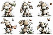 Whimsical Bunny with Butterfly Clipa, an Illustration by Libby Wishes (Thumbnail 2 of 6)