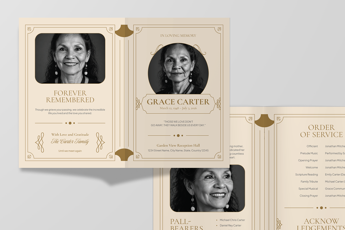 Funeral Program Bifold Brochure, a Brochure Template by Annora Studio (Photo 4 of 6)