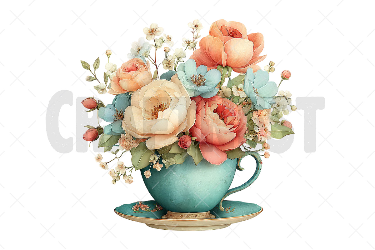 Mother’s Day Floral Teacup Clipart, an Illustration by Craft Nest (Photo 12 of 12)