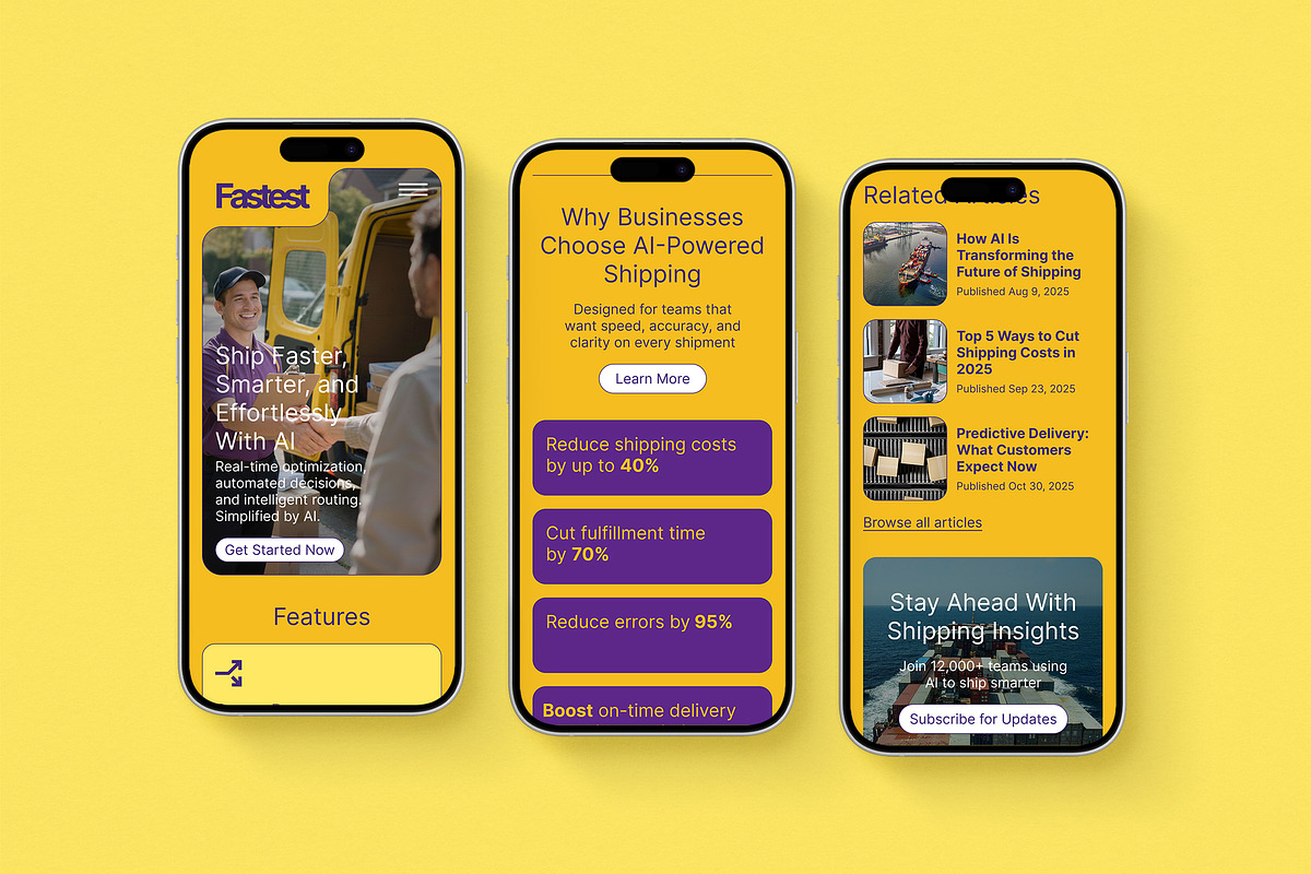 AI-Assisted Shipping Landing Page, a Landing Page Template by Supanium Studio (Photo 2 of 5)