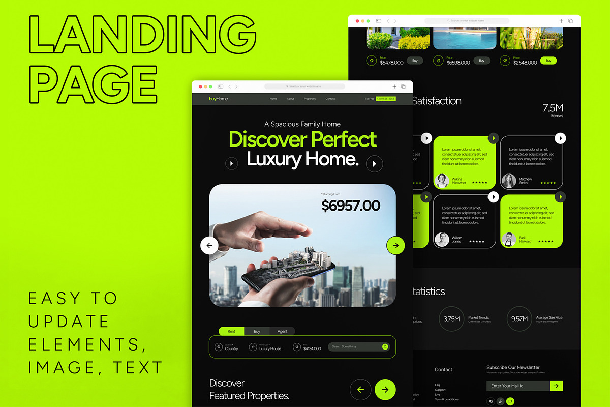 Real Estate Page UI Template, an UI Kit Template by CreativeShaper (Photo 1 of 6)