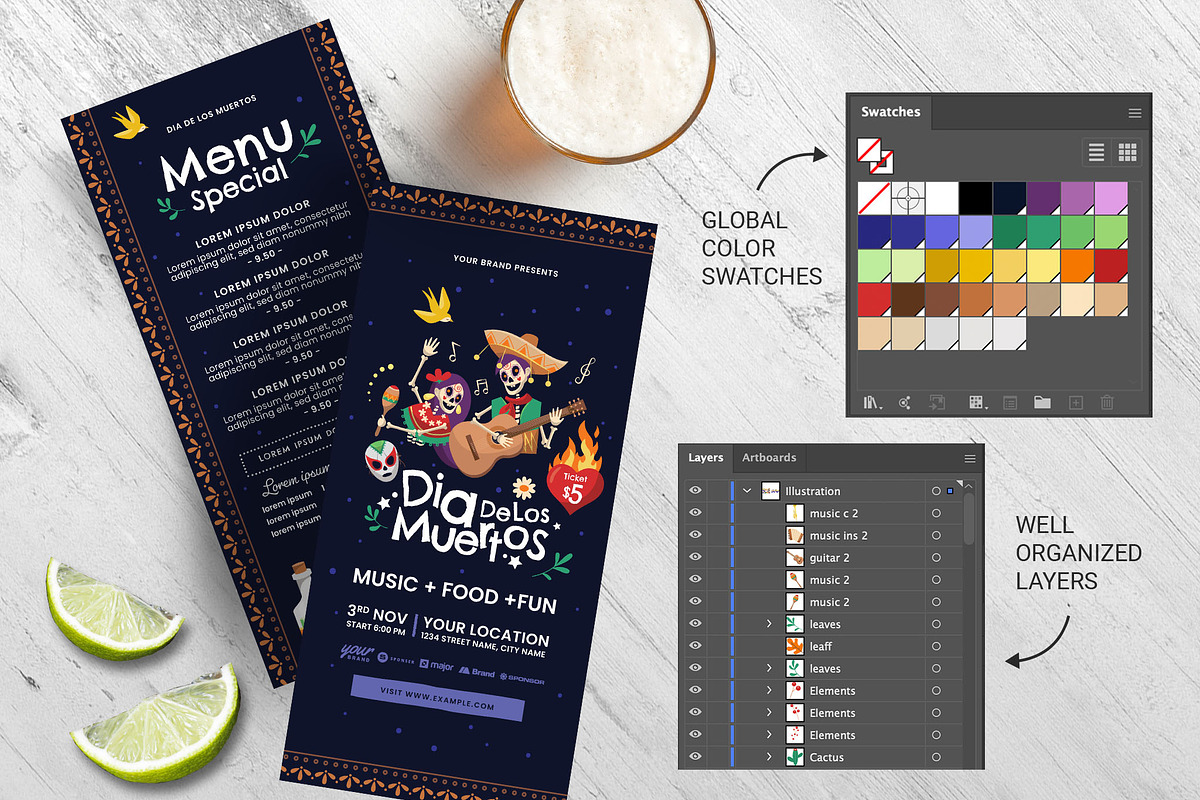 Mexican Dia De Muertos Illustrations, an Illustration by DesignerCandies (Photo 8 of 8)