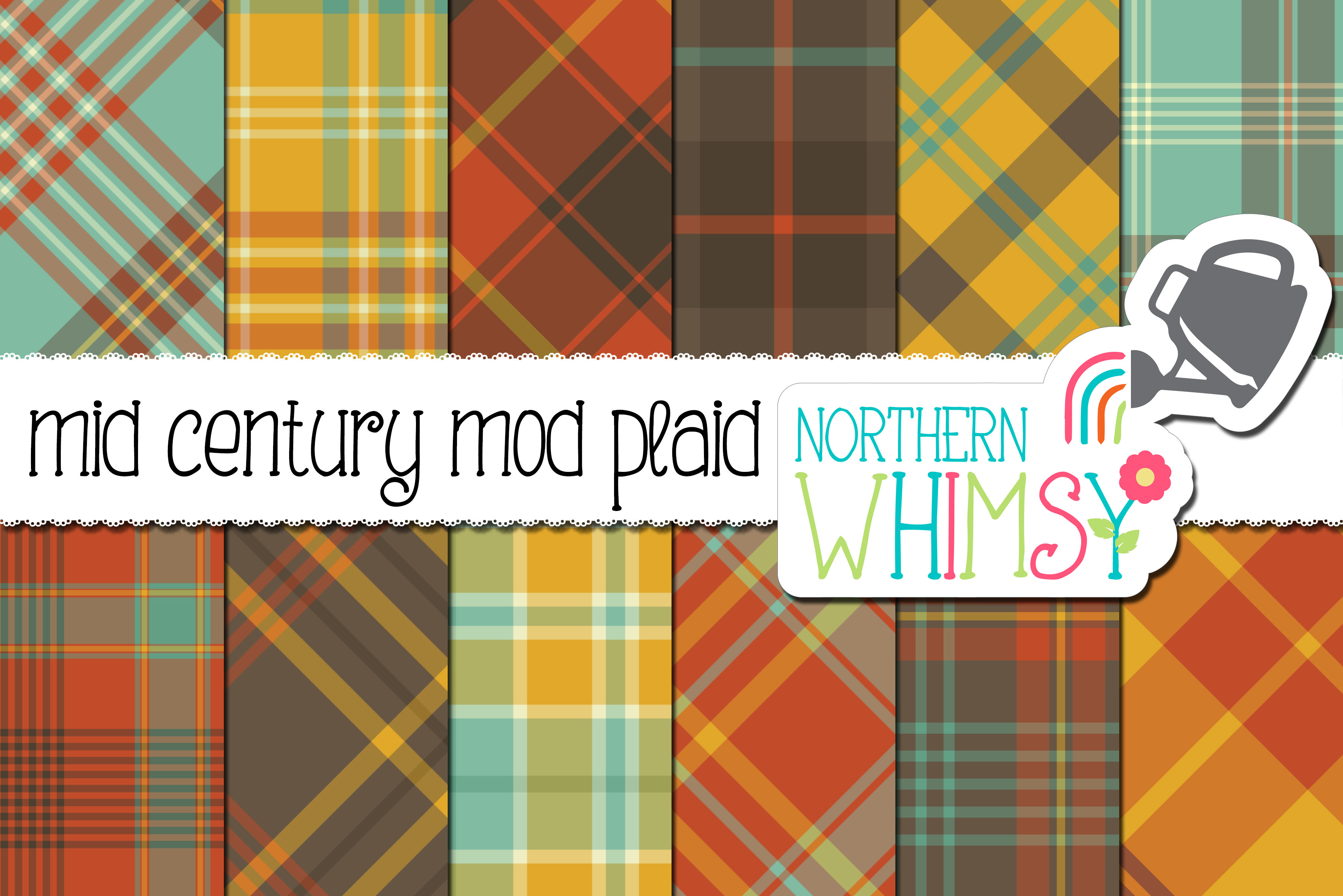 Mid Century Modern Plaid Patterns, a Pattern Graphic by Northern Whimsy ...