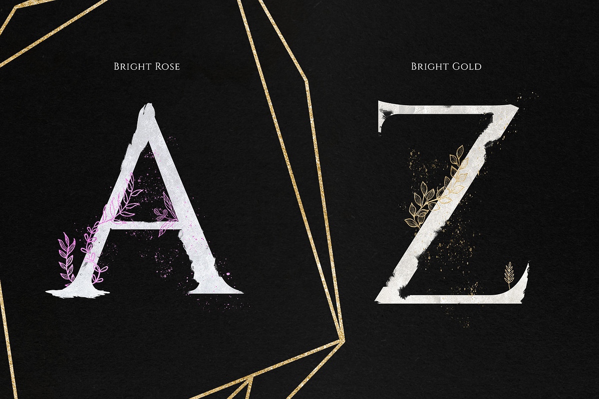 Floral Glitter Alphabet & Graphics, a Texture Illustration by Perfect Design (Photo 4 of 8)