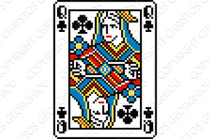 ixel Art Style Queen of Clubs, an Object Illustration by Christos Georghiou