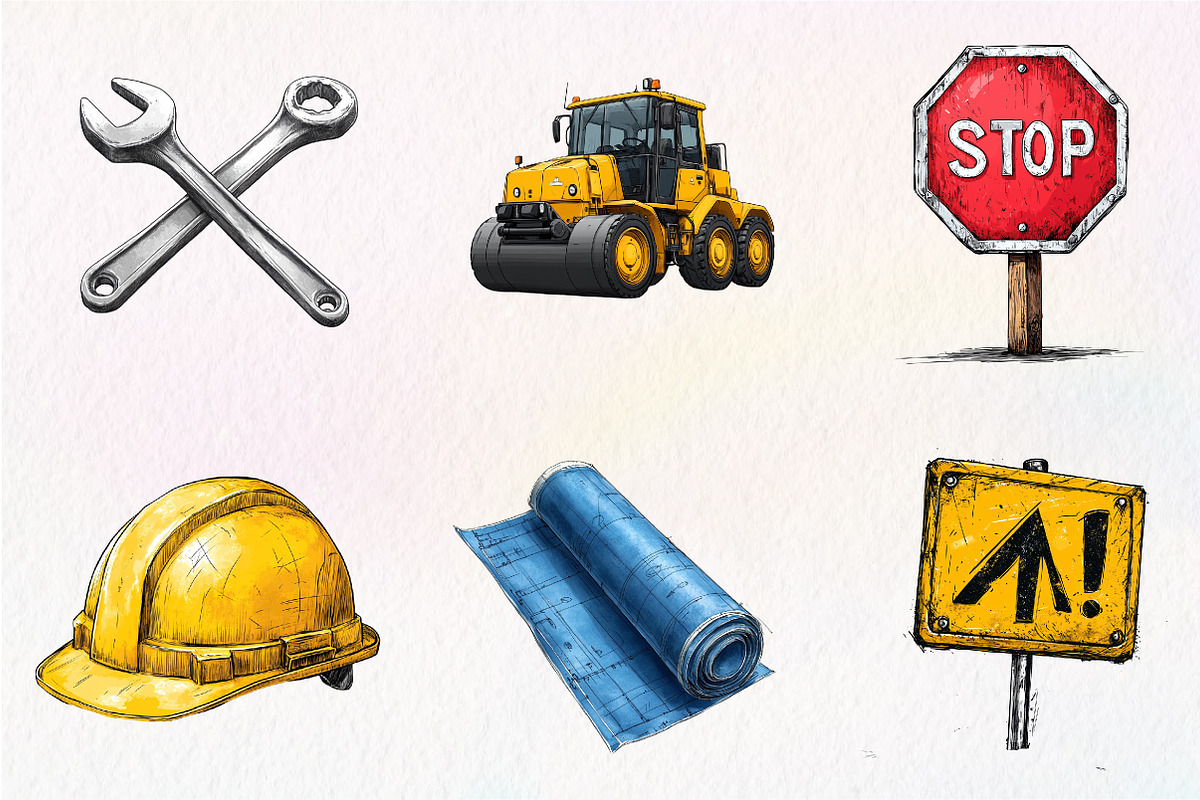 Watercolor Construction Clipart Bund, an Illustration by CreationArt (Photo 4 of 5)