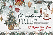 Christmas Tree Clip Art Collection, a Seasonal Illustration by RushkinaAntonina (Thumbnail 1 of 8)