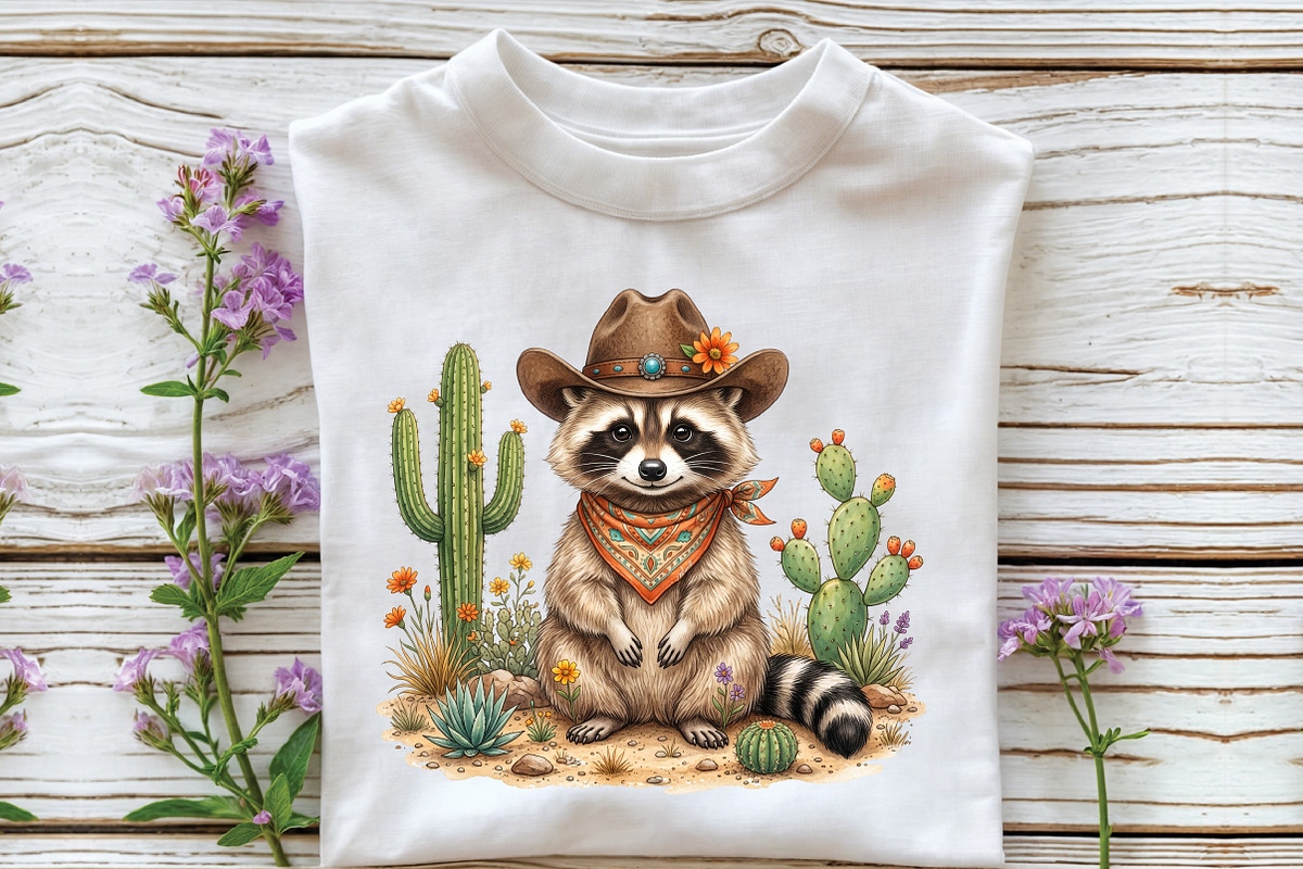 Cowboy Raccoon Western Desert Cactus, an Animal Illustration by CraftArtStudio (Photo 2 of 4)