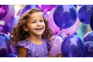 girl purple balloons ai generated, a Person Photo by pikepicture