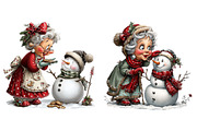 Christmas Grandma with Snowman, an Illustration by Craft Nest (Thumbnail 7 of 9)
