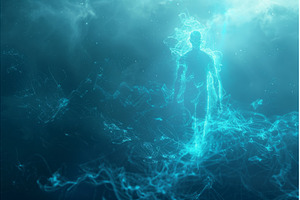 Futuristic Human Silhouette Formed, a Technology Photo by Neirfy