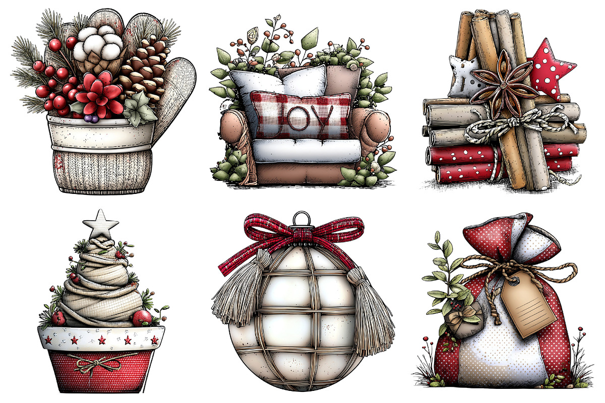 Neutral Rustic Christmas Clipart Bun, an Illustration by Daily.Designs (Photo 4 of 5)