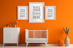 Nursery frame mockup, nursery wall, a Print Template by Ali's Designs