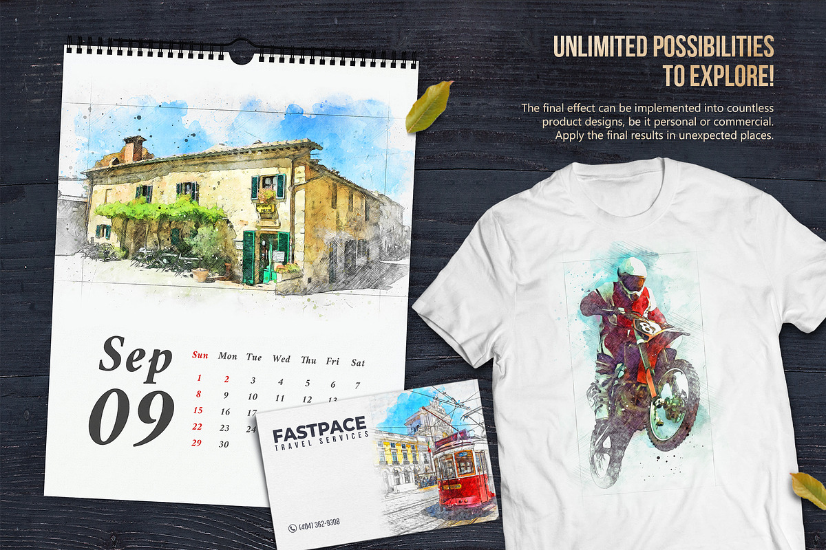 Watercolor Sketch PS Action, an Action Add-On by IndWorks Design (Photo 7 of 10)