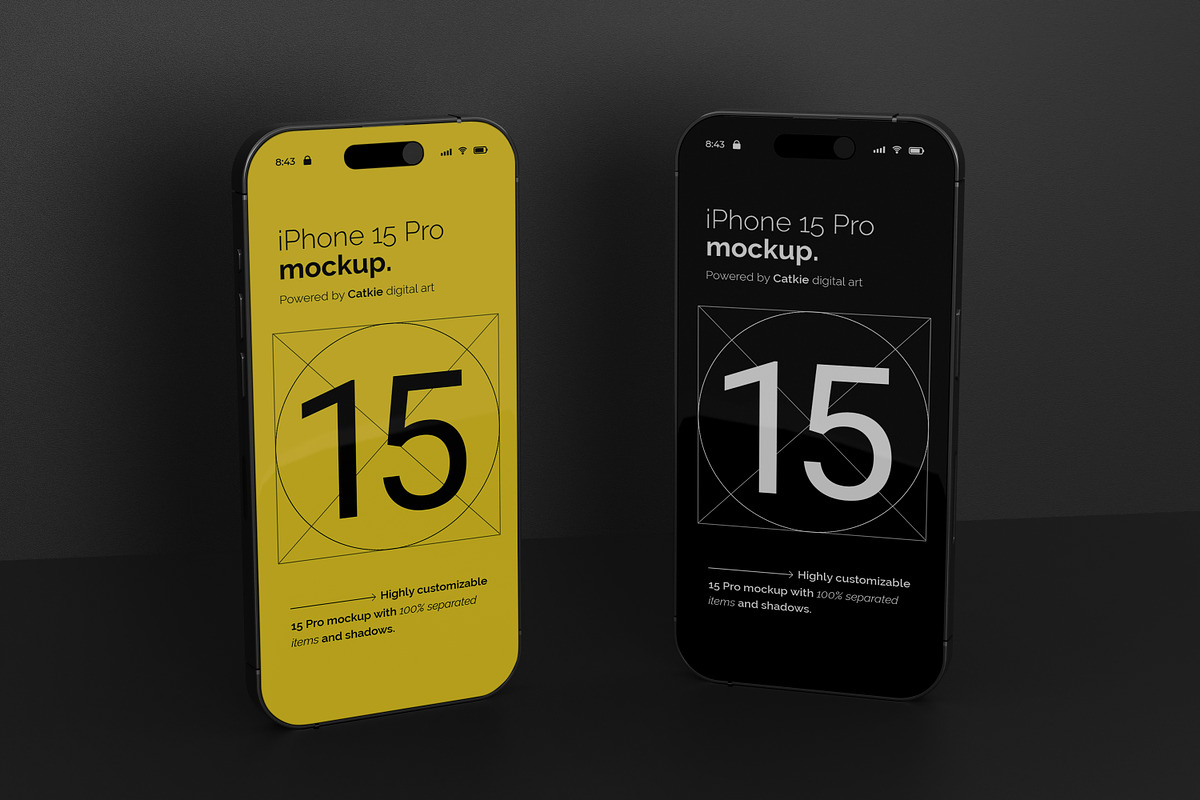 iPhone 15 Pro Mockup Kit, an iPhone Mockup by Catkie - Digital Art (Photo 7 of 8)