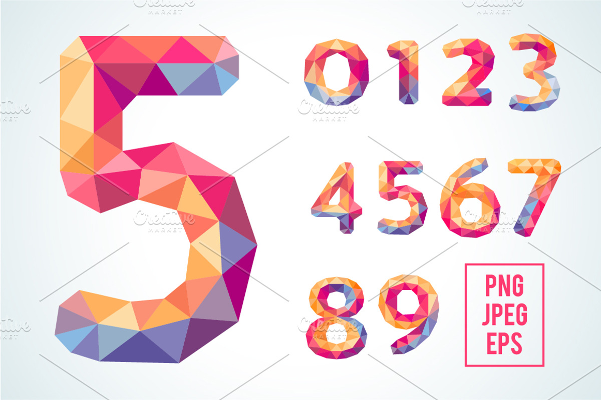 Bright Polygonal Crystal Numbers, a Graphic by KannaaDesign (Photo 1 of 4)