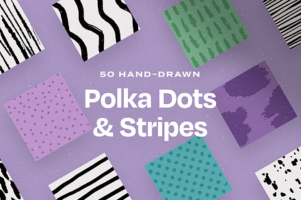 50 Hand-Drawn Dots and Stripes, a Pattern Graphic by Rienne Studio