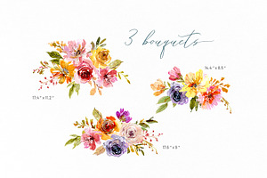 Watercolor Juicy Bright Flowers