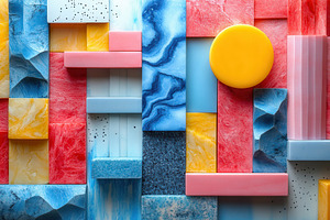 Colorful arrangement of geometric sh, a Photo by Tanuart