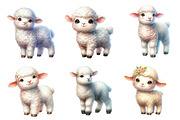Watercolor Cute Baby Sheep Clipart, an Illustration by CraftArtStudio (Thumbnail 2 of 5)