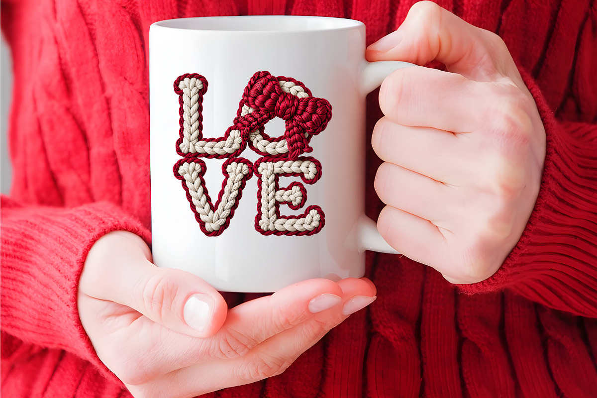 Faux Knitted Valentines Day Love PNG, an Illustration by CraftArtStudio (Photo 2 of 4)