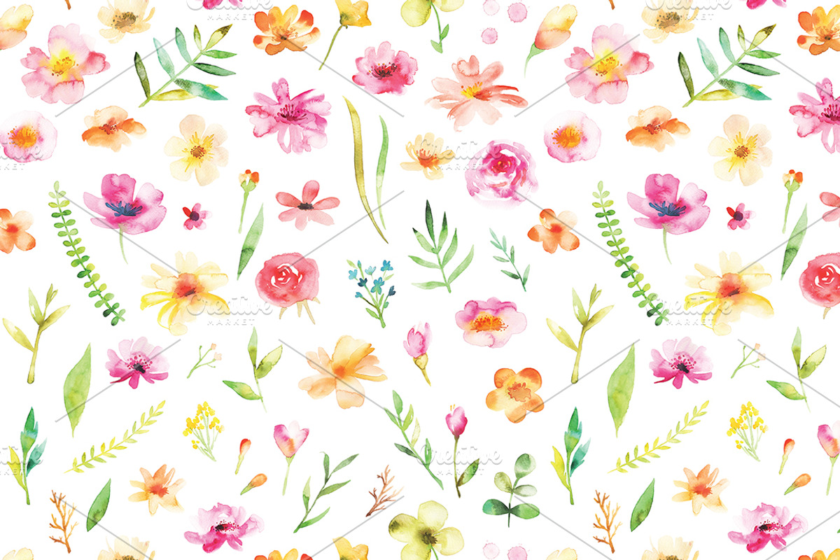 watercolor craft + flower set, a Decorative Illustration by artnLera (Photo 5 of 5)