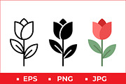Tulip Flower Icons, a Solid Icon by Artonix (Thumbnail 1 of 2)